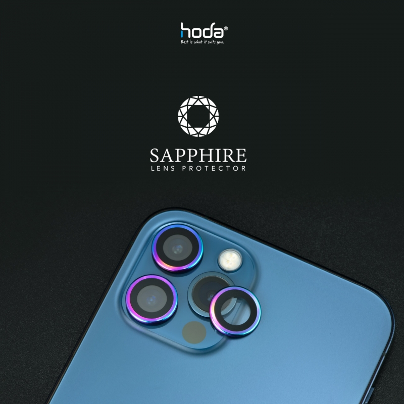 Kính Cường Lực Lens Camera iPhone 12 Pro Max Hoda Sapphire Titanium rất mỏng, dán vào nhìn đẹp hơn, không thô,Vành bằng thép 100% không rỉ